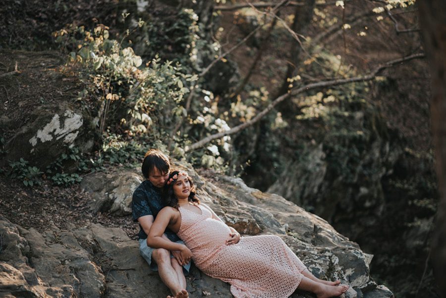 Romantic Waterfall Maternity Session, maternity session ideas, what to wear for maternity pictures