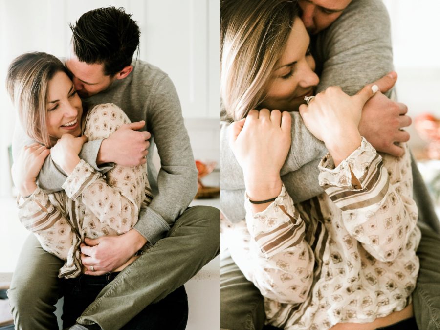 couple kissing, Romantic in Home Anniversary Session