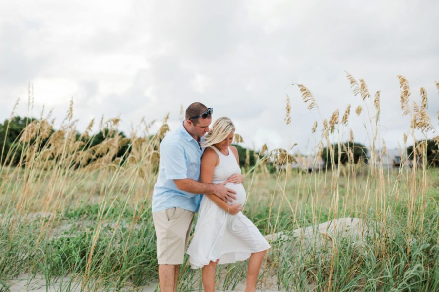 husband and wife maternity poses, Intimate Beach Maternity Session