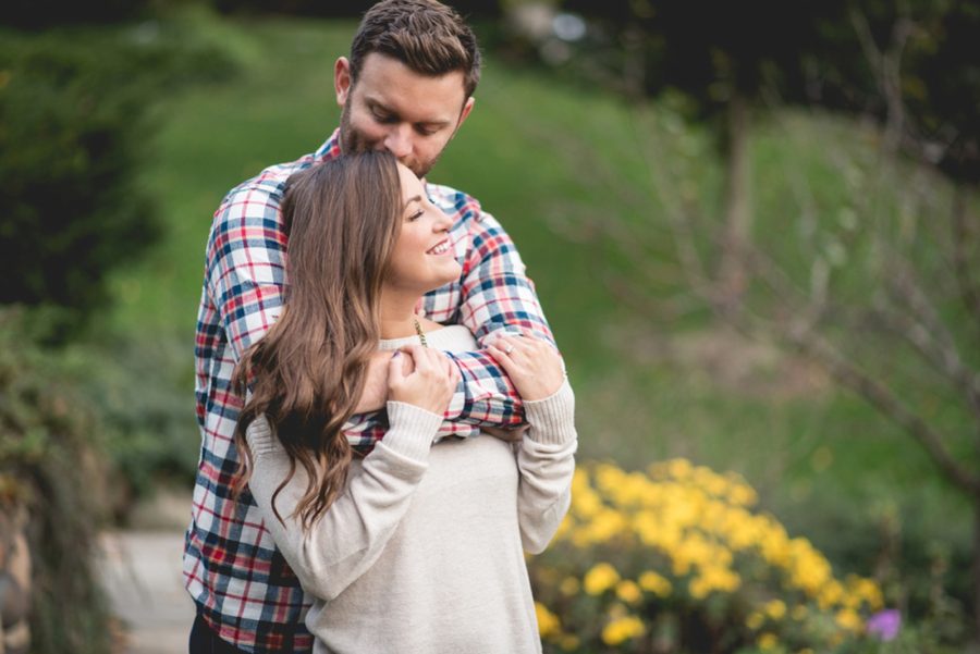 intimate couple poses, Autumn Engagement Pictures at Indianapolis Museum of Art
