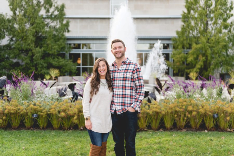 fall engagement pictures, Autumn Engagement Pictures at Indianapolis Museum of Art