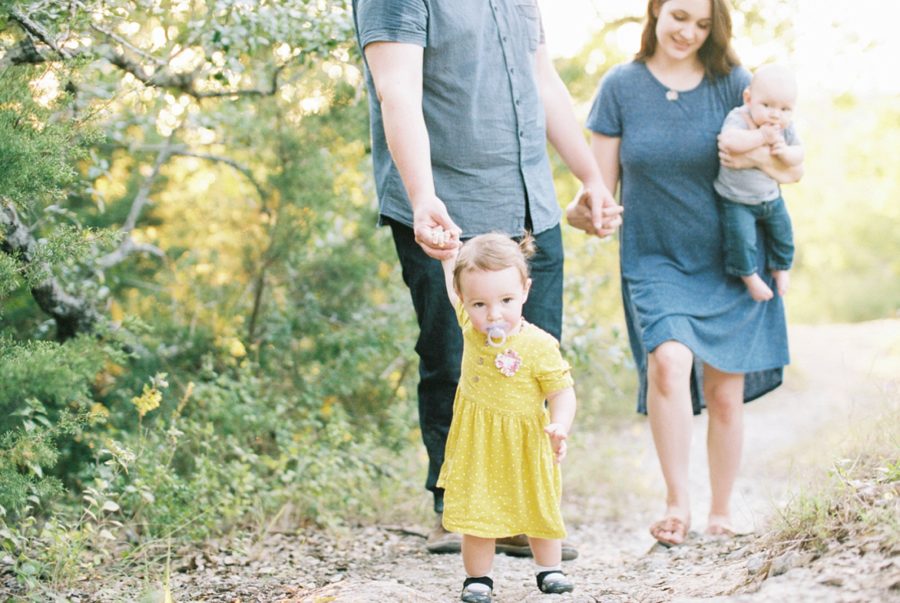 family of 4 poses, film photography, Sweet Family Pictures in Texas Park