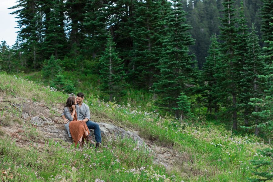 couple on hike, Adventurous Wilderness Anniversary Pictures in Washington