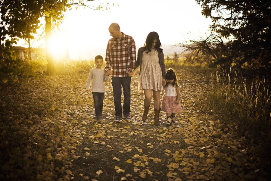 family walking together, Sunset Family Pictures in Colorado
