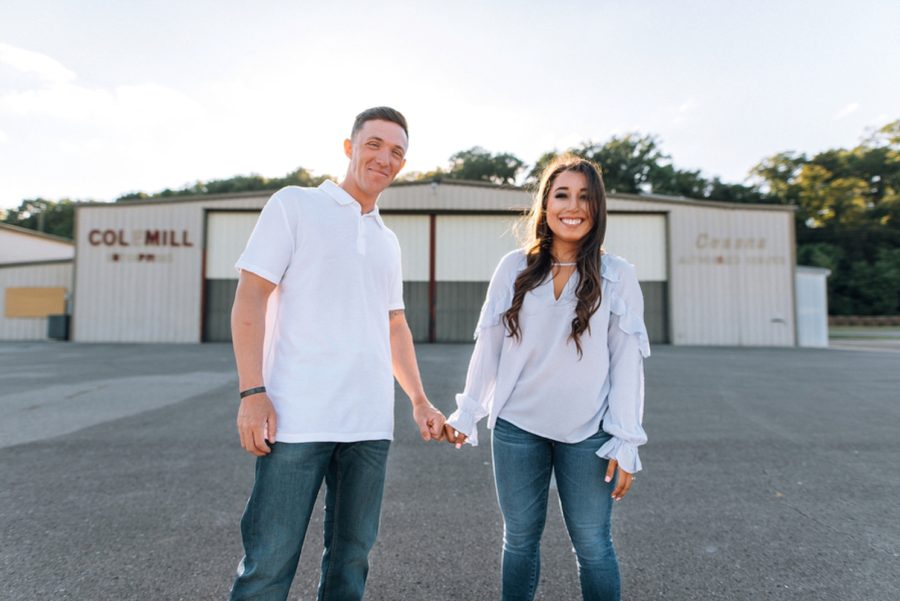 couple smiling, Abandoned Airport Engagement Pictures in Nashville