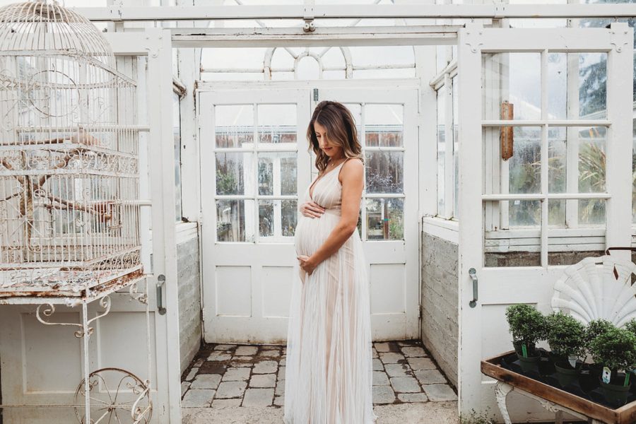 maternity gowns, maternity poses, Organic Greenhouse Maternity Pictures in Washington 