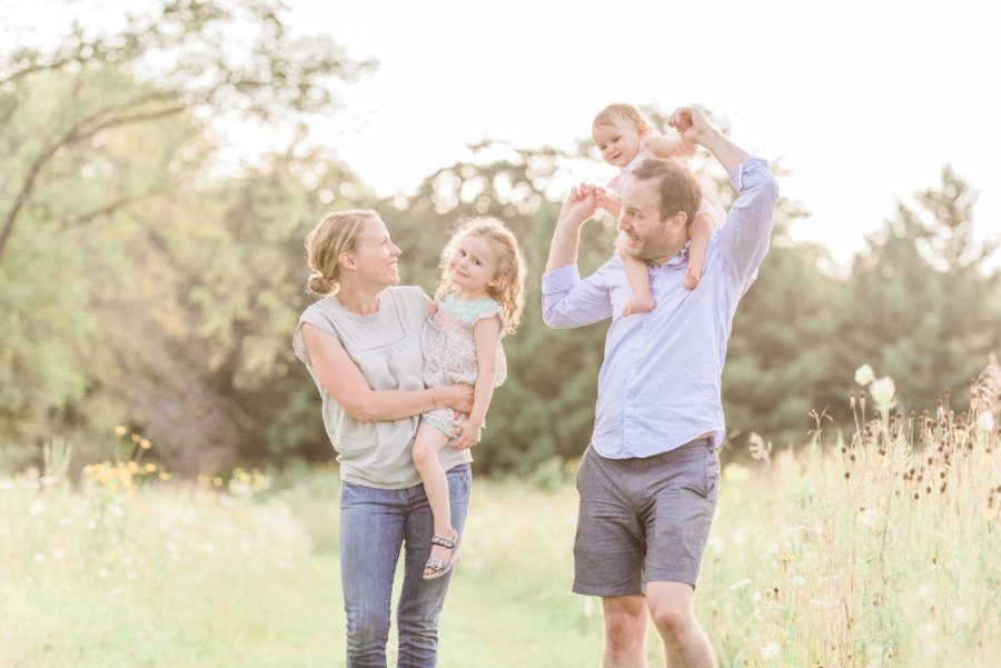 Mom and Dad with girls, Family picture ideas, Light-Drenched Family Portraits in Wisconsin