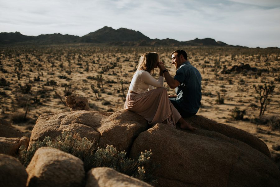 desert engagement pictures, Moody Couples Session at Joshua Tree