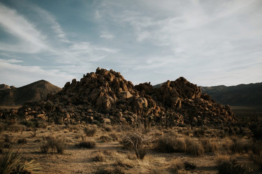 boulders at sunset, Moody Couples Session at Joshua Tree