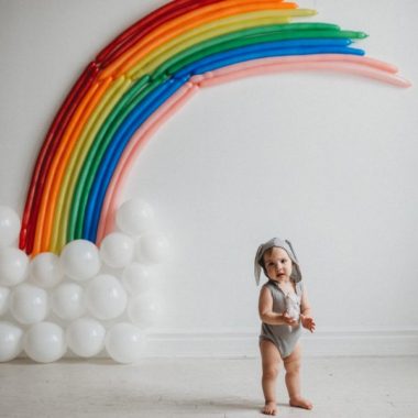 baby with rainbow background, balloon background, Amanda Dayle Photography Daily Fan Favorite