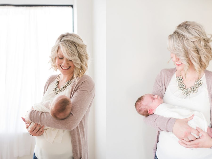 New mom looking at newborn, mom and baby, Clean and Simple Newborn Portraits