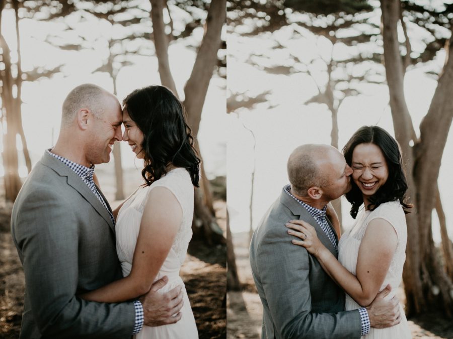 picture of couple with foreheads together, San Francisco Beach Engagement Photos