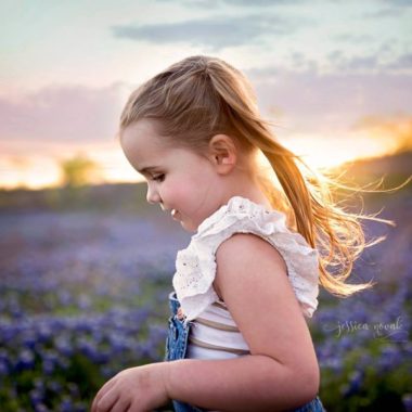 Girl in blue bonnet field at sunset, Jessica Novak Photography Daily Fan Favorite