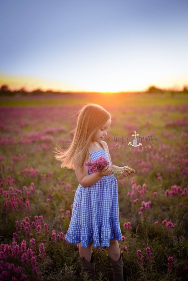 girl picking wildflowers, portraits in wildflower field, sunset over field, Daily Fan Favorite on Beyond the Wanderlust