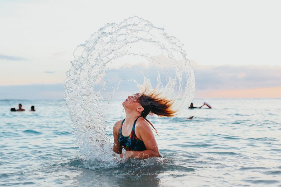 Girl doing hair flip in ocean, Aloha Sunshine Photography - Daily Fan Favorite