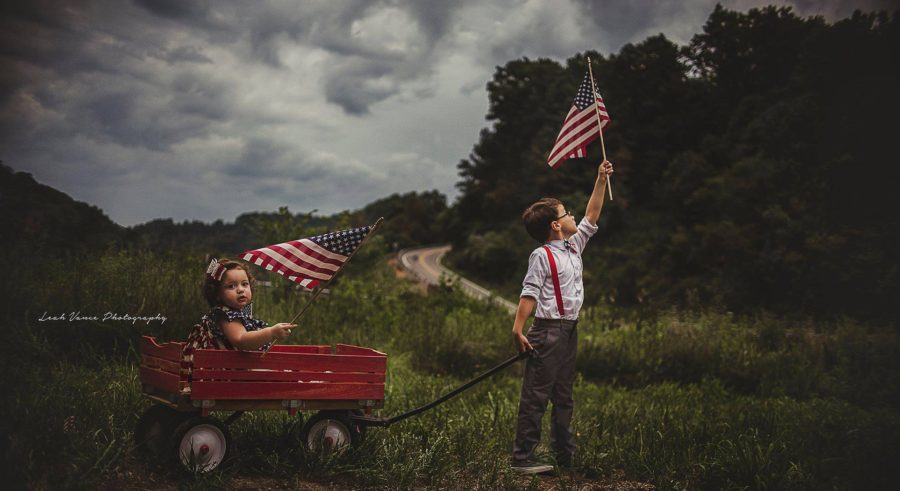 Patriotic photo of kids holding flags, Beyond the Wanderlust Daily Fan Favorites