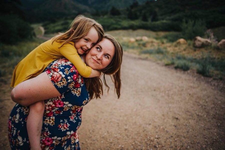 Girl smiling on mom