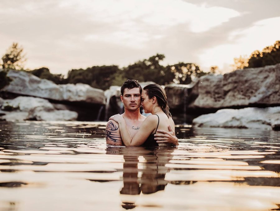 Couple embracing in water with reflection, Mayfield Photography Daily Fan Favorite