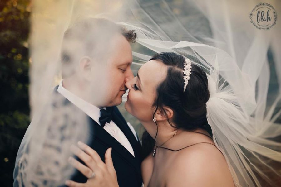 Bride and groom almost kissing from within the veil, Beyond the Wanderlust Daily Fan Favorite